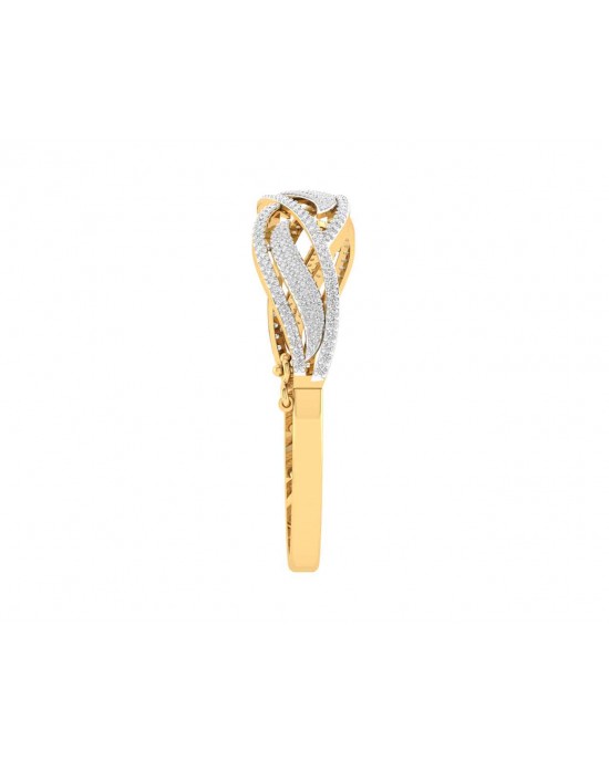Peri Diamond half Bangle in Gold with grain set natural diamonds 