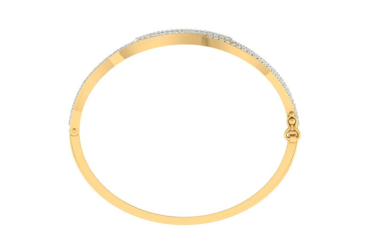 Peri Diamond half Bangle in Gold with grain set natural diamonds 