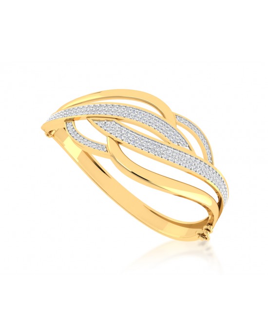 Riwa Designer Diamond Half Bangle in 14k gold
