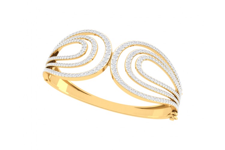 Wanda Designer Diamond half bangle in Gold 
