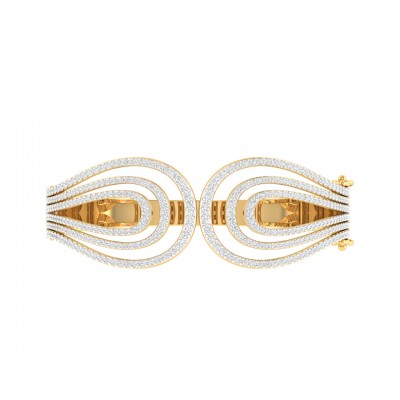 Wanda Designer Diamond half bangle in Gold 