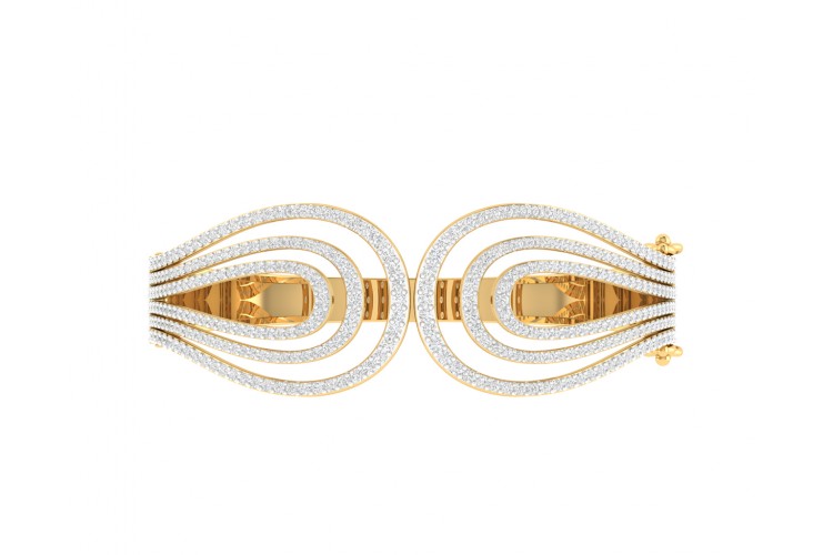 Wanda Designer Diamond half bangle in Gold 