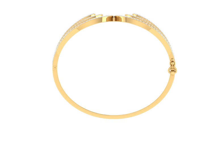 Wanda Designer Diamond half bangle in Gold 