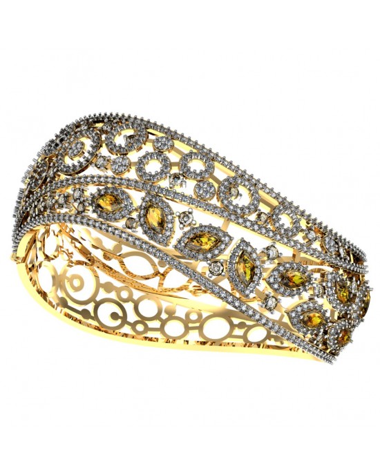 Diamond & Yellow Sapphire Bangle