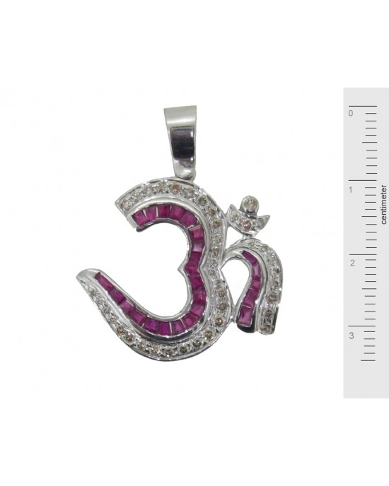 Om Pendant with Rubies and Diamonds
