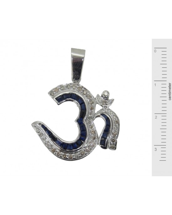 Om Pendant with Sapphire & Diamonds