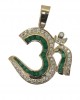 Om Pendant in Gold with Emeralds and Diamonds