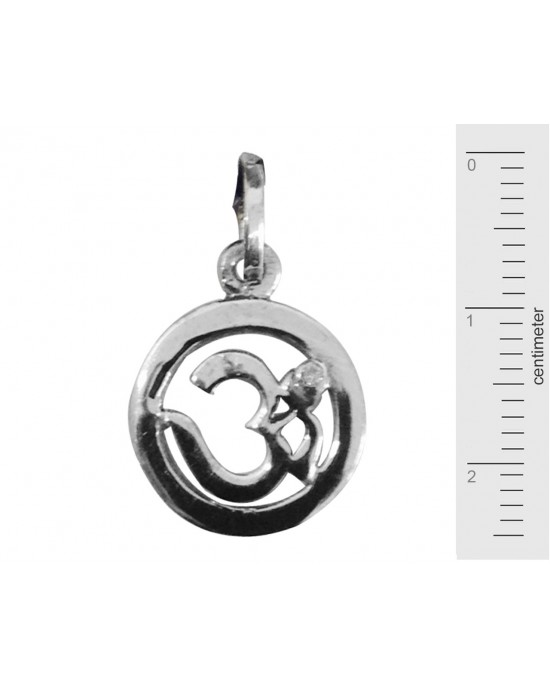 Om Pendant in silver with diamond