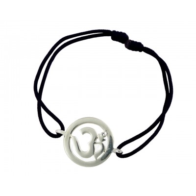 Om Single Diamond Bracelet Silver