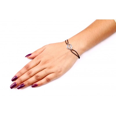 Om Single Diamond Bracelet Silver