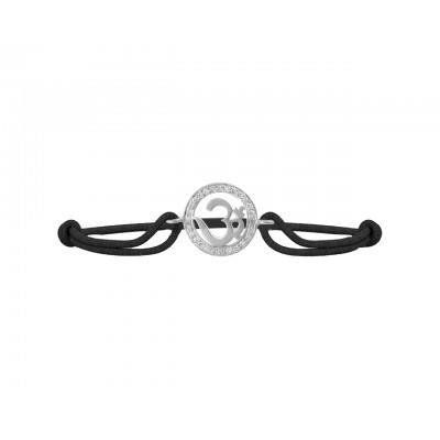 Om Border Diamond Bracelet in Silver 14mm