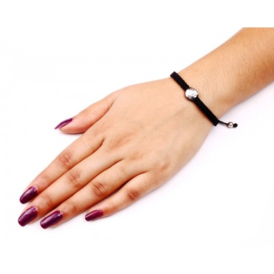 Om Braided Bracelet with Diamond in Silver