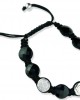 Om Bracelet with 2 Diamond Beads in Silver & Onyx