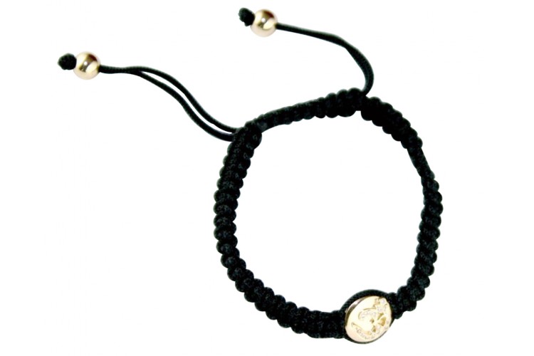 Om in Gold Button Bracelet with Diamonds