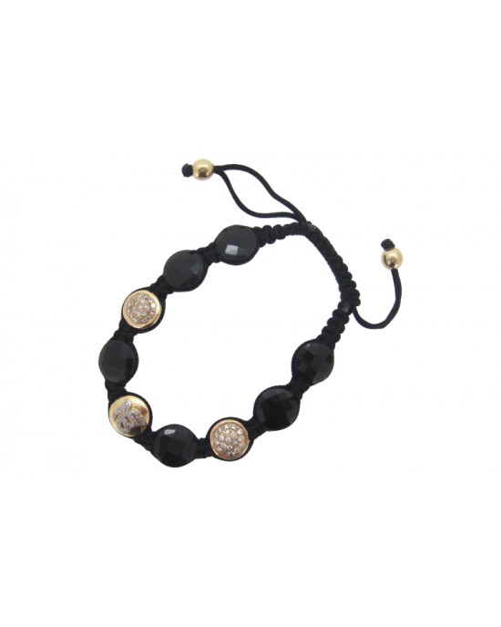 Ik Onkaar Bracelet in Gold & Black Onyx