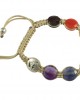 Om Bracelet in Silver with Single Diamond & 7 Chakra Color Stones