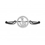 Om Shakti Bracelet in Silver with Diamonds