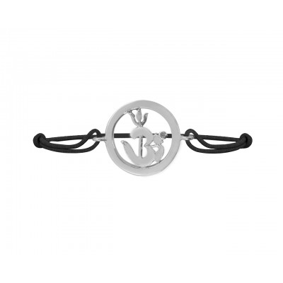 Om Shakti Bracelet in Silver with Diamonds