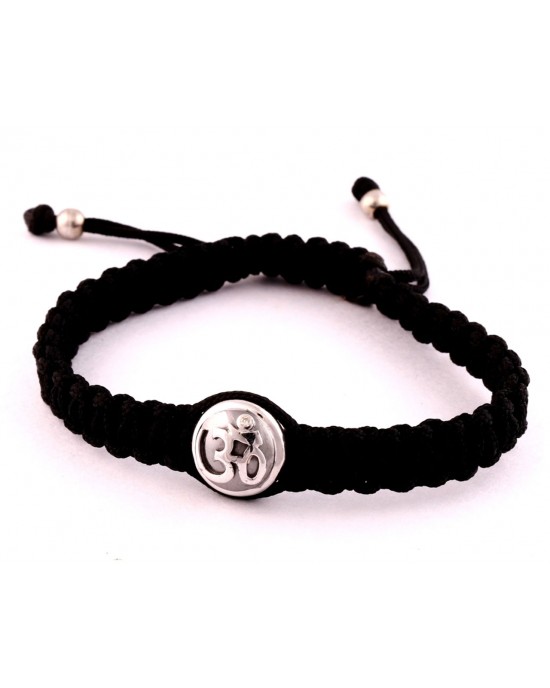 Aum Bracelet with Single Diamond Bead