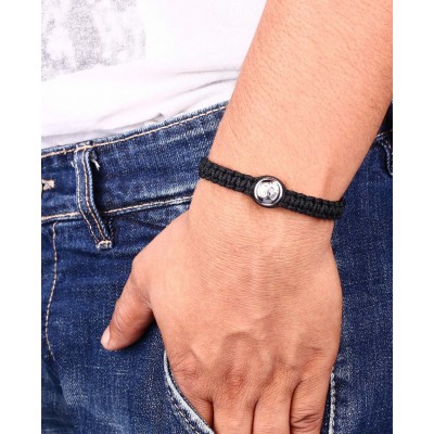 Aum Bracelet with Single Diamond Bead