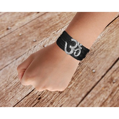Om Cuff Bracelet  with diamonds