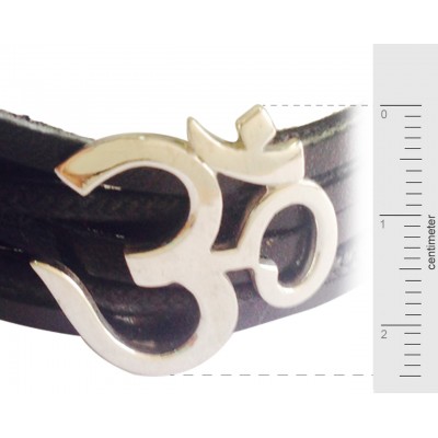 Wide Om Bracelet in Silver