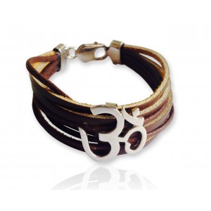 Wide Leather Om Bracelet