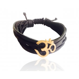 Wide Om Gold Bracelet