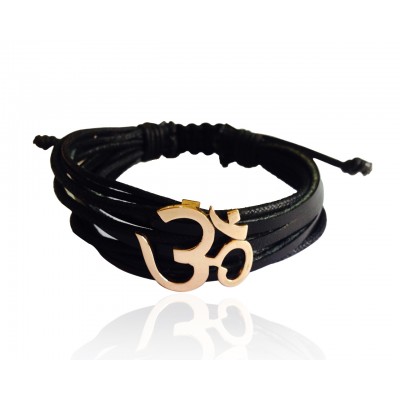 Wide Om Gold Bracelet