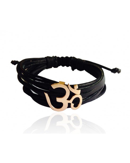 Wide Om Gold Bracelet