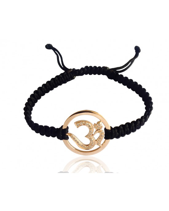 Black Macrame Cord Bracelet with Ek Onkar Pendant and Gems - Bonds of  Divinity | NOVICA