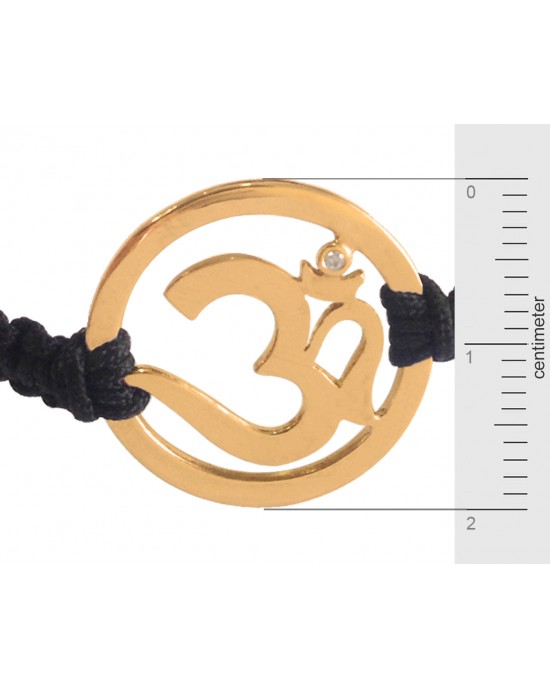 Om Logo On Leather With Diamonds Superior Quality Gold Plated Bracelet -  Style A370 – Soni Fashion®
