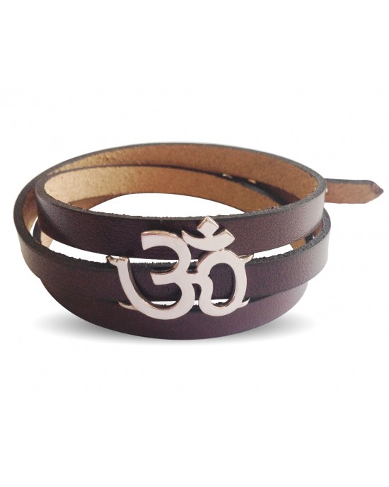 Trendy Leather Wrap Om Bracelet