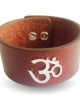 Wide Leather Band Om Bracelet