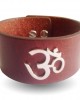 Wide Leather Band Om Bracelet