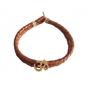 Gold Om Men’s Leather Bracelet