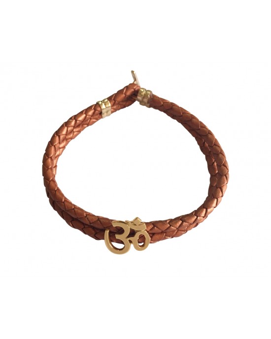 Gold Om Men’s Leather Bracelet