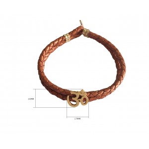 Gold Om Men’s Leather Bracelet