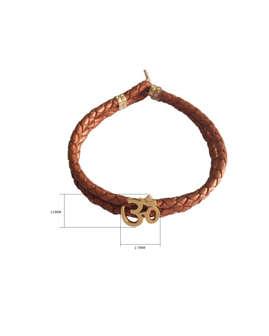 Gold Om Men’s Leather Bracelet