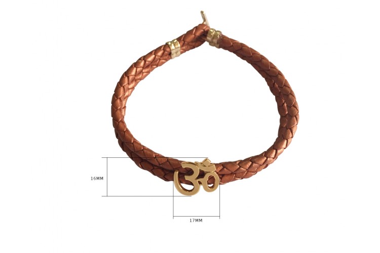 Gold Om Men’s Leather Bracelet