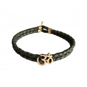 Gold Aum Men’s Leather Bracelet