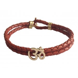 Gold Aum Men’s Leather Bracelet