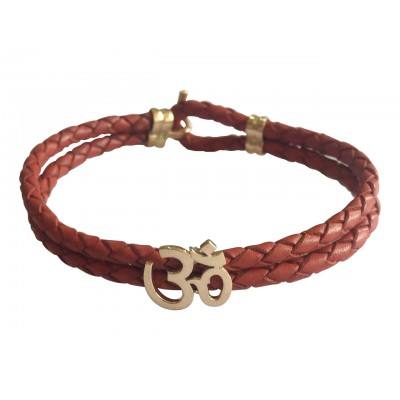 Gold Aum Men’s Leather Bracelet