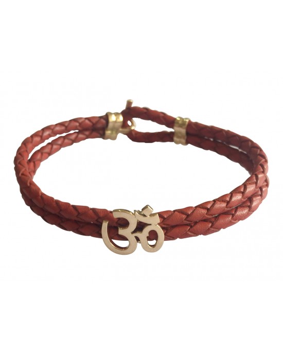 Gold Aum Men’s Leather Bracelet