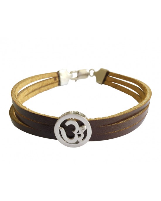 Om Bracelet on Leather