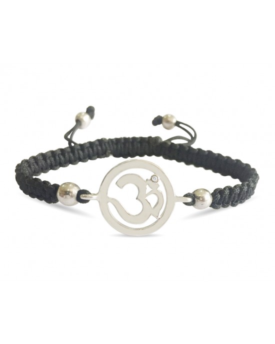 Silver Tone Brass Om Damru Kada Bracelet for Men | FashionCrab.com