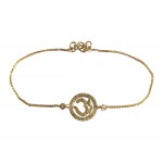 Diamond Om Bracelet set in gold on Gold Chain with adjustable length