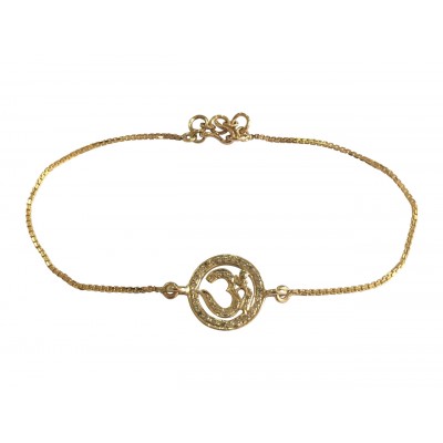 Diamond Om Bracelet set in gold on Gold Chain with adjustable length