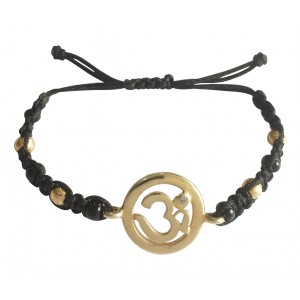 New Born Baby OM Bracelet in gold with black & gold beads for Nazaria