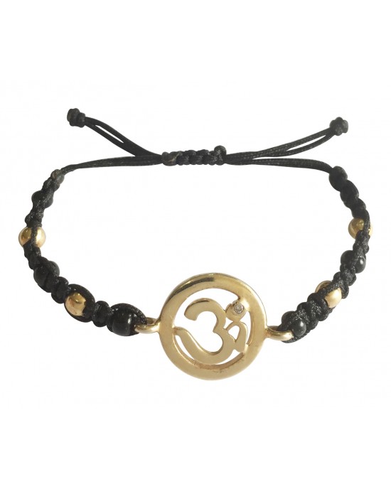 New Born Baby OM Bracelet in gold with black & gold beads for Nazaria
